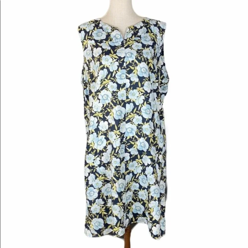 J. Jill Dress Love Linen Floral Hibiscus Shift Small Petite Tropical Hawaii Midi - Picture 11 of 11